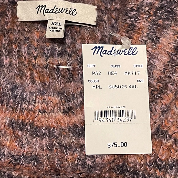 MADEWELL Space-Dyed Eaton Puff-Sleeve Pullover Sweater XXL - Picture 5 of 5